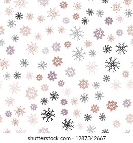 Dark Pink, Yellow vector seamless template with ice snowflakes. Blurred decorative design in xmas style with snow. Pattern for trendy fabric, wallpapers.