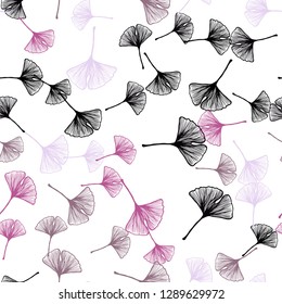 Dark Pink, Yellow vector seamless doodle pattern with leaves. leaves on blurred abstract background with gradient. Design for wallpaper, fabric makers.