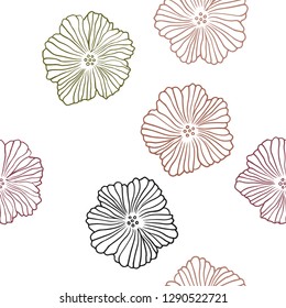 Dark Pink, Yellow vector seamless doodle texture with flowers. Sketchy doodle flowers on white background. Template for business cards, websites.