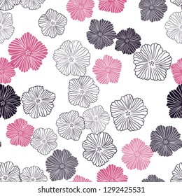 Dark Pink, Yellow vector seamless doodle background with flowers. Glitter abstract illustration with flowers. Pattern for design of fabric, wallpapers.
