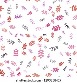 Dark Pink, Yellow vector seamless doodle texture with leaves, branches. Colorful illustration in doodle style with leaves, branches. Pattern for design of fabric, wallpapers.