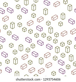 Dark Pink, Yellow vector seamless, isometric template with rhombus. Modern abstract illustration with colorful rectangles. Design for wallpaper, fabric makers.