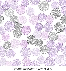 Dark Pink, Yellow vector seamless abstract background with flowers. Colorful illustration with flowers in doodle style. Texture for window blinds, curtains.