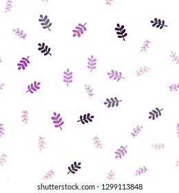 Dark Pink, Yellow vector seamless abstract pattern with leaves. Doodle illustration of leaves in Origami style with gradient. Template for business cards, websites.