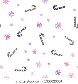 Dark Pink, Yellow vector seamless texture with xmas sweets, candies.