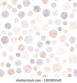 Dark Pink, Yellow vector seamless abstract backdrop with flowers. Abstract illustration with flowers in doodles style. Pattern for trendy fabric, wallpapers.