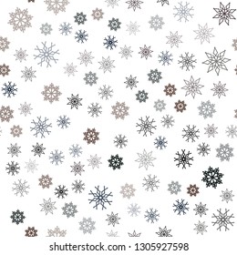Dark Pink, Yellow vector seamless background with xmas snowflakes. Shining colored illustration with snow in christmas style. Pattern for design of window blinds, curtains.