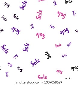 Dark Pink, Yellow vector seamless layout with discount words. Gradient illustration with discount signs on white backdrop. Backdrop for ads, leaflets of Black Friday.