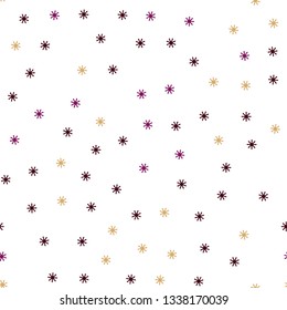 Dark Pink, Yellow vector seamless template with ice snowflakes. Colorful decorative design in xmas style with snow. Design for wallpaper, fabric makers.