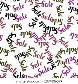 Dark Pink, Yellow vector seamless layout with discount of 70, 90%. Colored words of sales with gradient on white background. Backdrop for super sales on Black Friday.