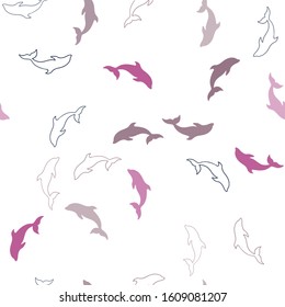 Dark Pink, Yellow vector seamless texture with dolphins. Shining illustration of colorful gradient sea dolphins. Pattern for websites of animals.
