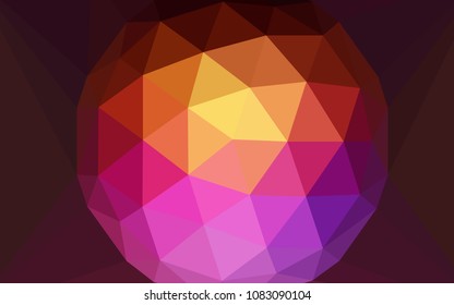 Dark Pink, Yellow vector shining triangular cover with a gem in a centre. Triangular geometric sample with gradient.  Triangular pattern for your design.