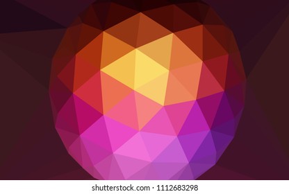 Dark Pink, Yellow vector shining triangular layout with a gem in a centre. Illustration in Origami style with gradient. Brand new design for your business.