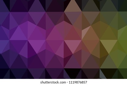 Dark Pink, Yellow vector shining triangular cover. Creative illustration in halftone style with triangles. Best triangular design for your business.