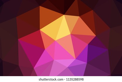 Dark Pink, Yellow vector shining triangular cover. Colorful illustration in abstract style with triangles. Polygonal design for your web site.