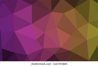 Dark Pink, Yellow vector shining triangular backdrop. Geometric illustration in Origami style with gradient.  Triangular pattern for your design.