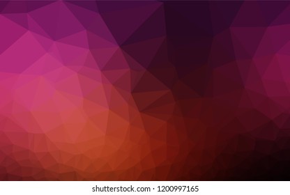 Dark Pink, Yellow vector shining hexagonal background. Triangular geometric sample with gradient.  The polygonal design can be used for your web site.