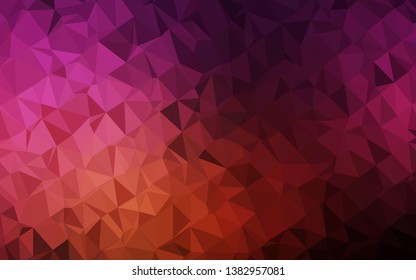 Dark Pink, Yellow vector shining triangular pattern. Shining illustration, which consist of triangles. Triangular pattern for your business design.
