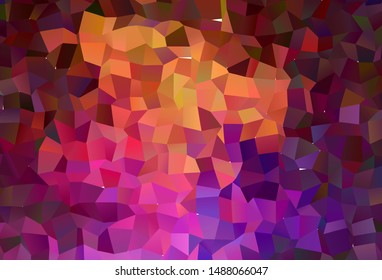Dark Pink, Yellow vector shining triangular background. Creative illustration in halftone style with triangles. Template for cell phone's backgrounds.