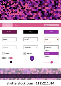 Dark Pink, Yellow vector style guide with circles. Beautiful ui ux kit with colorful dots in its header. This sample is for your landing page.