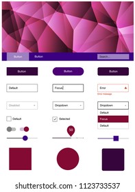 Dark Pink, Yellow vector style guide with triangles. Decorative ui kit design in abstract style with colorful crystals. Modern template for your landing page.