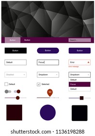 Dark Pink, Yellow vector style guide with triangles. Simple Material Design Kit with colorful mosaic of triangles. This template you can use for landing pages.