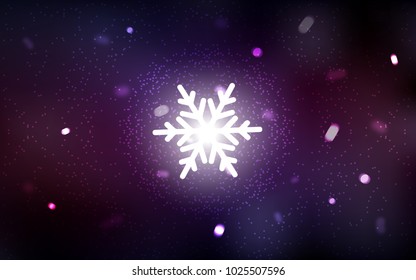 Dark Pink, Yellow vector template with ice snowflakes. Snow on blurred abstract background with gradient. The template can be used as a new year background.