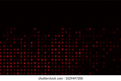 Dark Pink, Yellow vector template with poker symbols. Shining illustration with hearts, spades, clubs, diamonds. Design for ad, poster, banner of gambling websites.