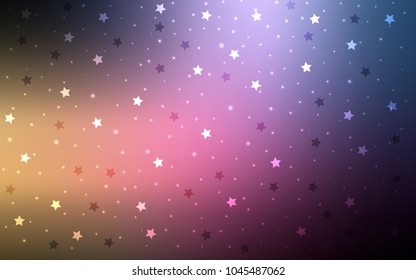 Dark Pink, Yellow vector template with sky stars. Blurred decorative design in simple style with stars. The pattern can be used for new year ad, booklets.