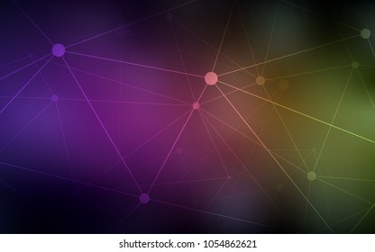 Dark Pink, Yellow vector template with circles, triangles. Design with connection of dots and lines on colorful background. New design for ad, poster, banner of your website.