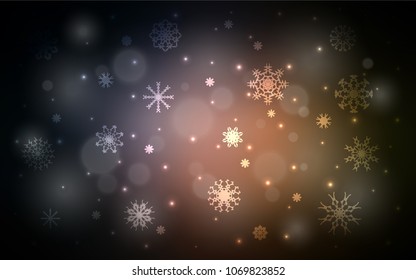 Dark Pink, Yellow vector template with ice snowflakes. Glitter abstract illustration with crystals of ice. New year design for your business advert.