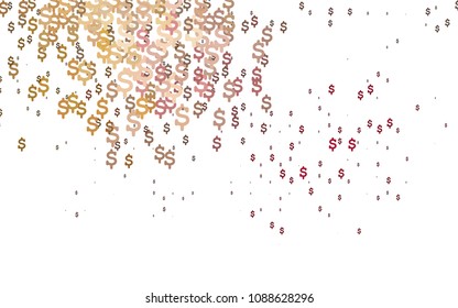 Dark Pink, Yellow vector template with US currency. Abstract illustration with colored financial, cash symbols. The pattern can be used for financial, investment websites.