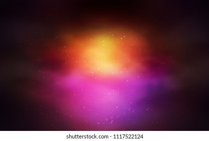 Dark Pink, Yellow vector template with space stars. Glitter abstract illustration with colorful cosmic stars. Pattern for futuristic ad, booklets.