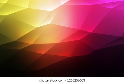 Dark Pink, Yellow vector template with crystals, triangles. Abstract gradient illustration with triangles. Best design for your ad, poster, banner.