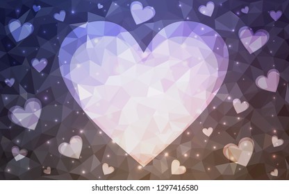 Dark Pink, Yellow vector  template with doodle hearts. Hearts on blurred abstract background with colorful gradient. Pattern for carnival, festival romantic leaflets.