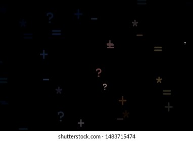 Dark Pink, Yellow vector template with math simbols. Abstract illustration with colored algebra signs. Pattern for posters, banners of math books.