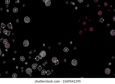 Dark Pink, Yellow vector template with organic meal. Beautiful colorful illustration with food in doodle style. Pattern for ad, booklets, leaflets of restaurants.