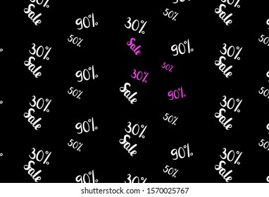 Dark Pink, Yellow vector template with 30, 50, 90% selling. Shining colorful illustration with isolated selling prices. Backdrop for mega promotions, discounts.