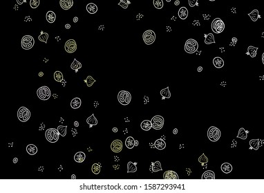 Dark Pink, Yellow vector template with organic meal. Colorful decorative design of snacks in doodle style. Template for meal cooking in kitchen.