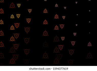 Dark Pink, Yellow vector template with esoteric signs. Retro design in abstract style with witchcraft forms. Best design halloween events.
