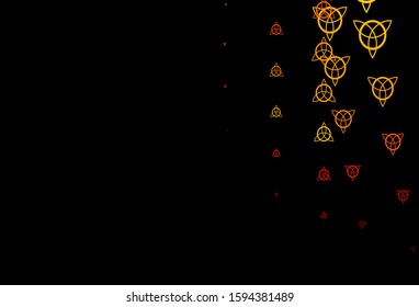 Dark Pink, Yellow vector template with esoteric signs. Retro design in abstract style with witchcraft forms. Best design halloween events.