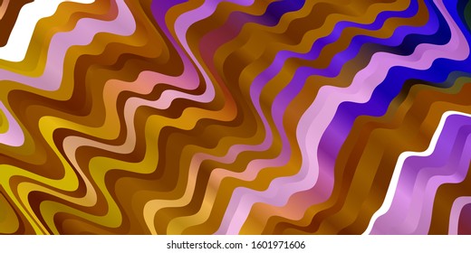 Dark Pink, Yellow vector template with curved lines. Abstract illustration with gradient bows. Pattern for commercials, ads.