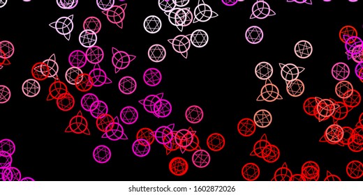 Dark Pink, Yellow vector template with esoteric signs. Colorful mystic symbols with a gradient in ancient style. Background for esoteric, mystic designs.