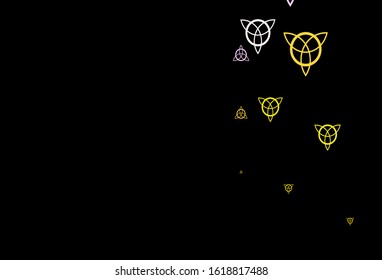 Dark Pink, Yellow vector template with esoteric signs. Abstract illustration with gothic gradient shapes. Background for esoteric, mystic designs.