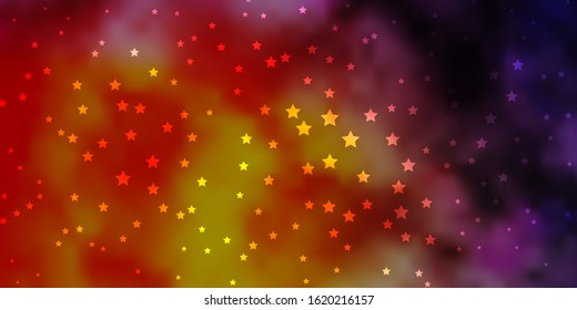 Dark Pink, Yellow vector template with neon stars. Decorative illustration with stars on abstract template. Pattern for new year ad, booklets.