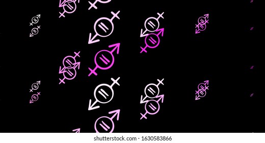 Dark Pink, Yellow vector template with businesswoman signs. Colorful illustration with gradient feminism shapes. Best design to show the power of women.