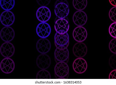 Dark Pink, Yellow vector template with esoteric signs. Retro design in abstract style with witchcraft forms. Simple base for your occult design.