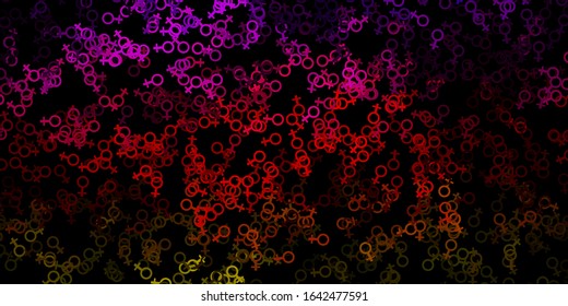 Dark Pink, Yellow vector template with esoteric signs. Retro design in abstract style with witchcraft forms. Design for magic, spiritual events.