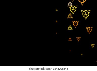 Dark Pink, Yellow vector template with esoteric signs. Colorful vintage illustration with gradient alchemy shapes. Simple base for your occult design.