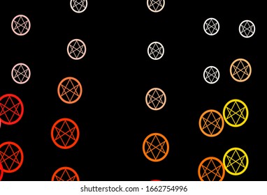 Dark Pink, Yellow vector template with esoteric signs. Retro design in abstract style with witchcraft forms. Background for esoteric, mystic designs.